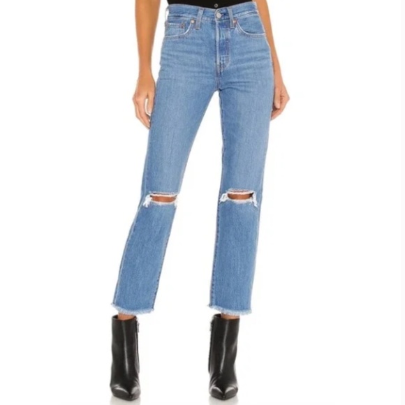 Levi's Wedgie Straight Leg Big E Button Fly High Rise Denim Jeans Size 29 - Picture 2 of 7